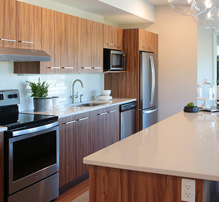 Interior image of kitchen from a West 5 apartment