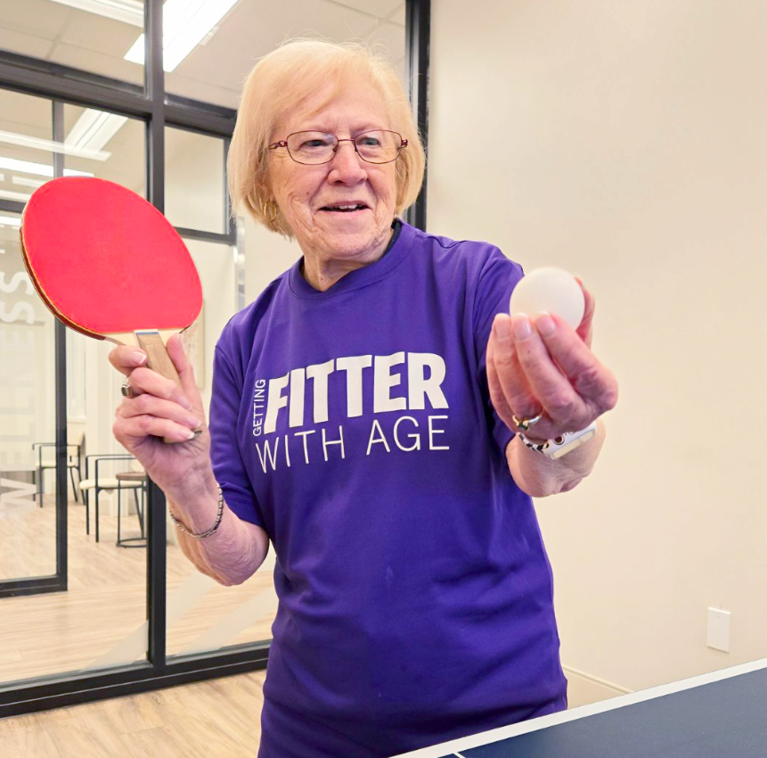 Retiree staying active playing table tennis